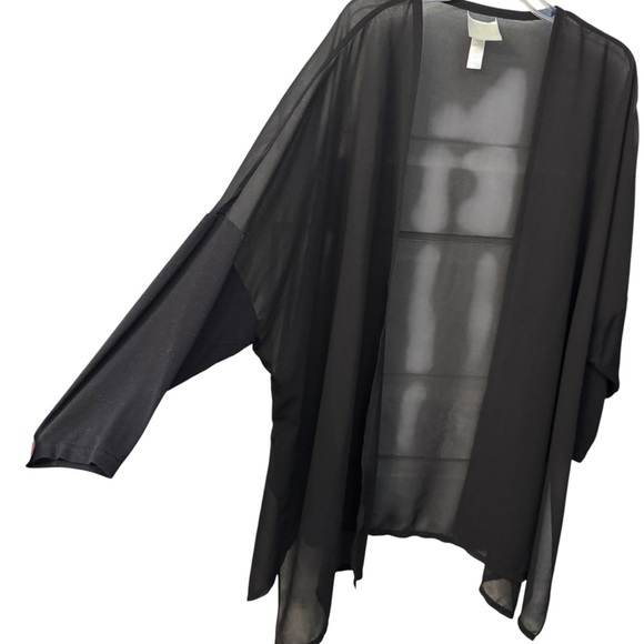 Wynne Layers Black Kimono Cardigan 2X Sheer Open Front Lightweight - Picture 3 of 11